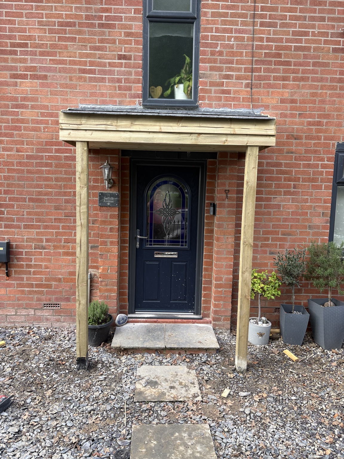 Timber entrance canopy