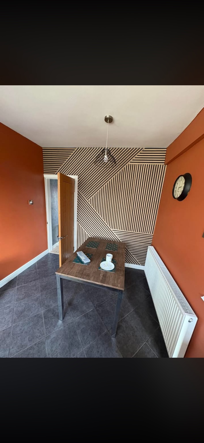 Decorative slatted feature wall